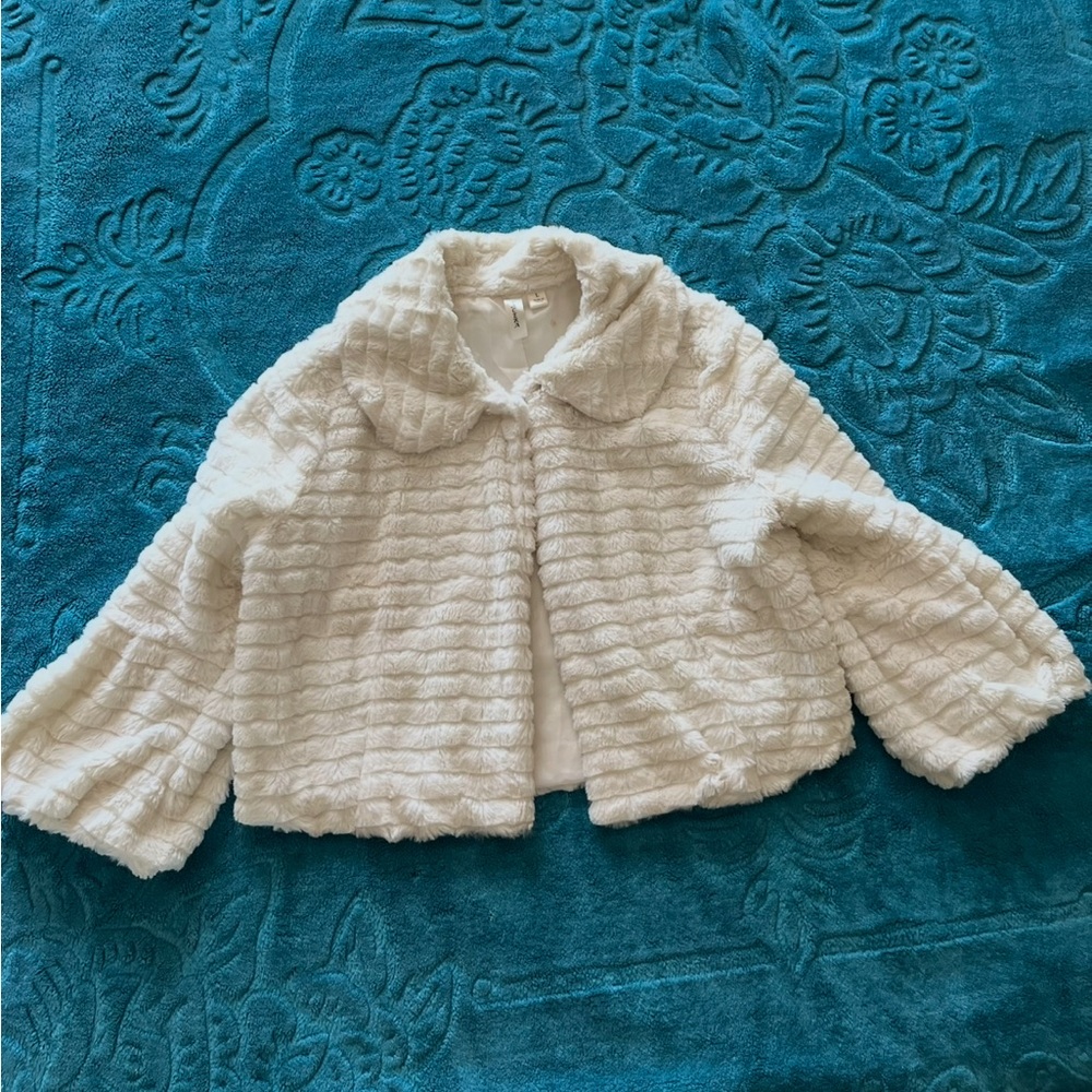 Tacera White Faux Fur Jacket